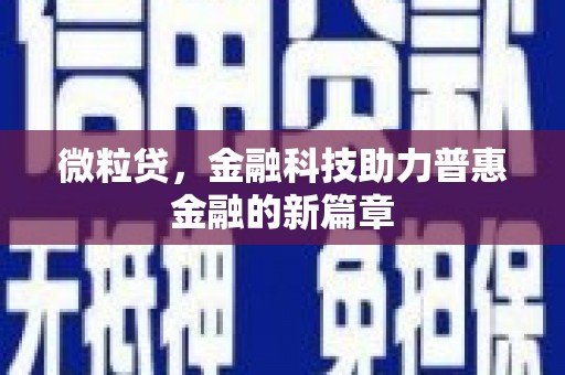 岱山微粒贷，金融科技助力普惠金融的新篇章