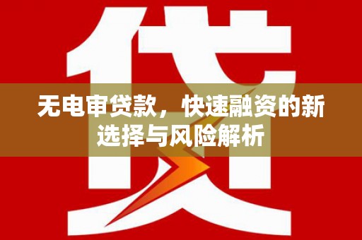 岱山无电审贷款，快速融资的新选择与风险解析