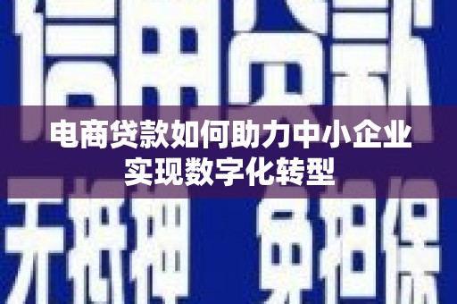 岱山电商贷款如何助力中小企业实现数字化转型