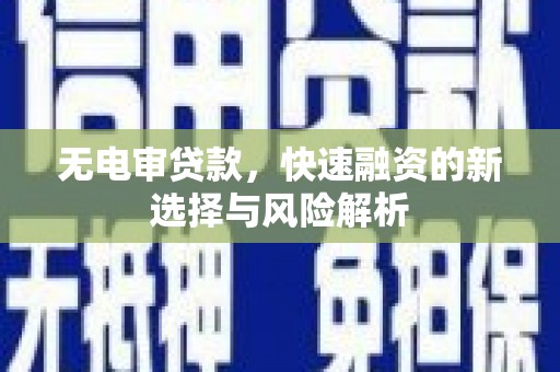 岱山无电审贷款，快速融资的新选择与风险解析
