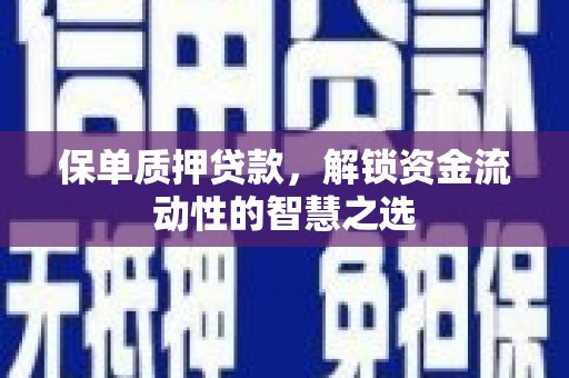 岱山保单质押贷款，解锁资金流动性的智慧之选