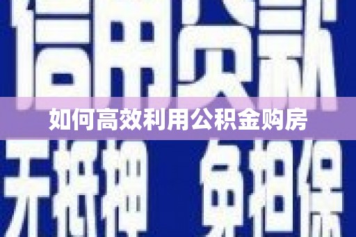 岱山如何高效利用公积金购房