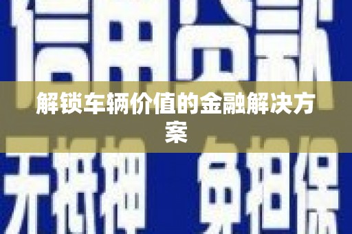 岱山解锁车辆价值的金融解决方案