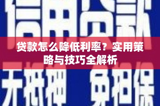 岱山贷款怎么降低利率？实用策略与技巧全解析
